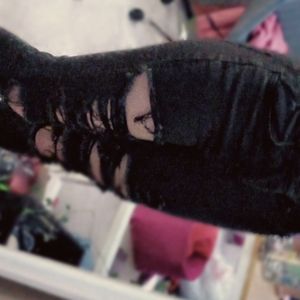 American Eagle High Waisted Ripped Black Jeans.